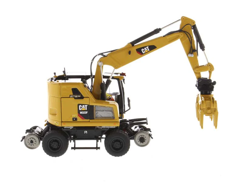 CAT Caterpillar M323F Railroad Wheeled Excavator - Cat Yellow Version (High Line Series) 1:50 Diecast Model - Diecast Masters 85662 - Image 5