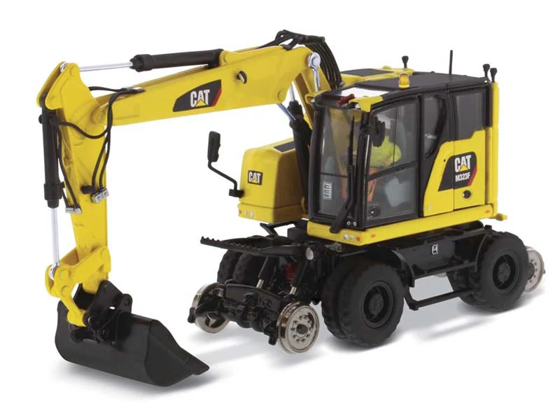 CAT Caterpillar M323F Railroad Wheeled Excavator - Safety Yellow Version (High Line Series) 1:50 Diecast Model - Diecast Masters 85661