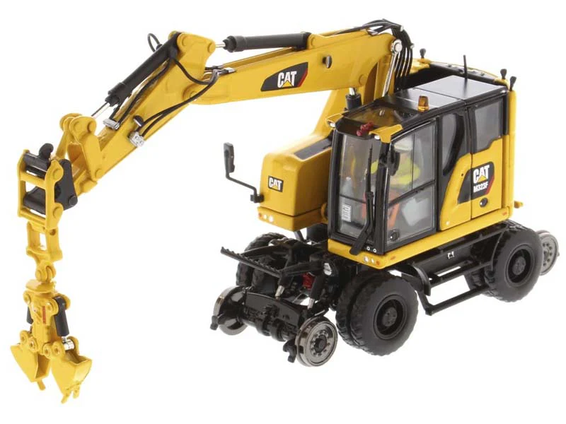 CAT Caterpillar M323F Railroad Wheeled Excavator - Safety Yellow Version (High Line Series) 1:50 Diecast Model - Diecast Masters 85661 - Image 2