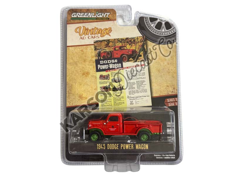 CHASE 1945 Dodge Power Wagon - A Self-Propelled Power Plant (Vintage Ad Cars Series 9) Diecast 1:64 Scale Models - Greenlight 39130A