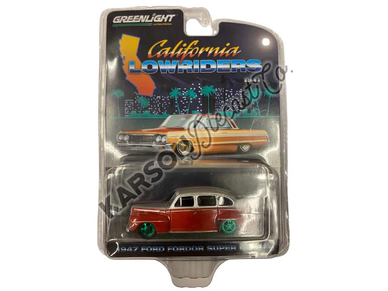 CHASE 1947 Ford Fordor Super Deluxe - Silver Metallic w/ Red Two-Tone (California Lowriders) Series 4 Diecast 1:64 Scale Model - Greenlight 63050A