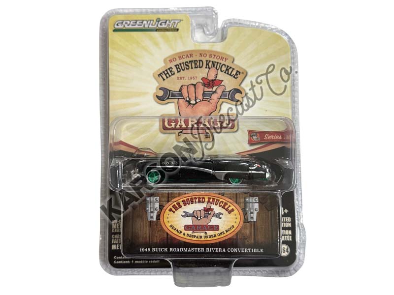 CHASE 1949 Buick Roadmaster Rivera Convertible - Car Detailing (Busted Knuckle Garage Series 2) Diecast 1:64 Scale Model - Greenlight 39120A