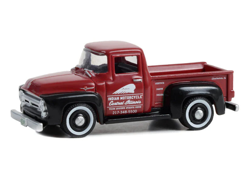 CHASE 1956 Ford F-100 - Indian Motorcycle Service, Parts & Sales (Blue Collar Collection) Series 12 Diecast 1:64 Scale Model - Greenlight 35260A - Image 2