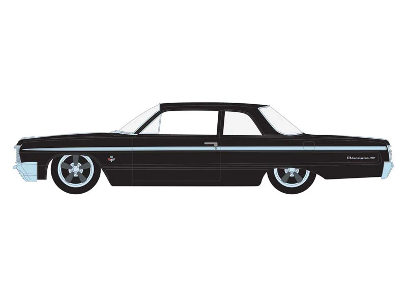 CHASE 1964 Chevrolet Biscayne - Black w/ Red Interior (California Lowriders Series 4) Diecast 1:64 Scale Model - Greenlight 63050D - Image 3