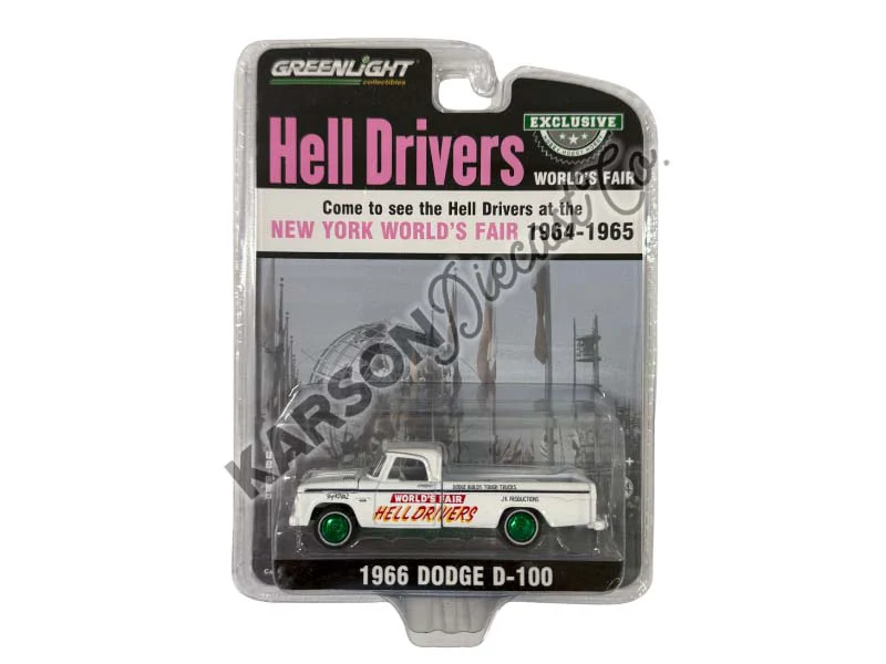 CHASE 1966 Dodge D-100 - World’s Fair Hell Drivers by JK Productions Diecast 1:64 Scale Model - Greenlight 30331