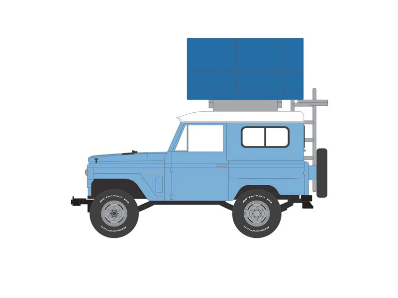 CHASE 1969 Nissan Patrol (60) - Blue & White w/ Camp'otel Cartop Sleeper Tent (The Great Outdoors) Series 3 Diecast 1:64 Scale Model - Greenlight 38050A - Image 3