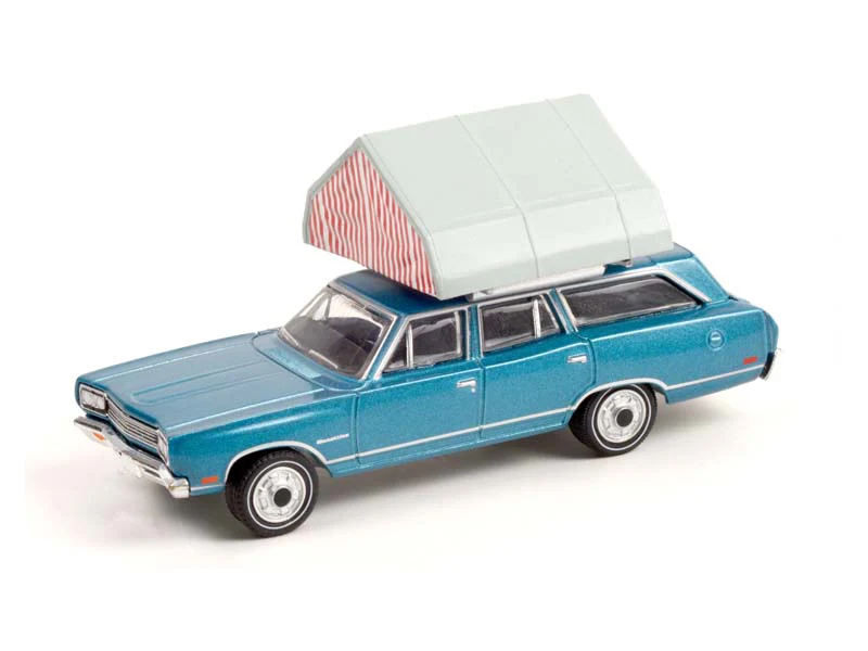 CHASE 1969 Plymouth Satellite Station Wagon w/ Camp'otel Cartop Sleeper Tent (The Great Outdoors) Series 1 Diecast 1:64 Scale Model - Greenlight 38010B - Image 2