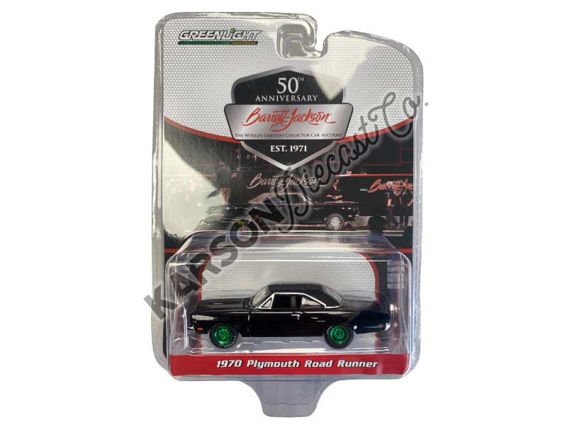 CHASE 1970 Plymouth Road Runner Black w/ Matte Black Stripes (Barrett-Jackson Scottsdale Edition) Series 8 Diecast 1:64 Scale Model - Greenlight 37240C