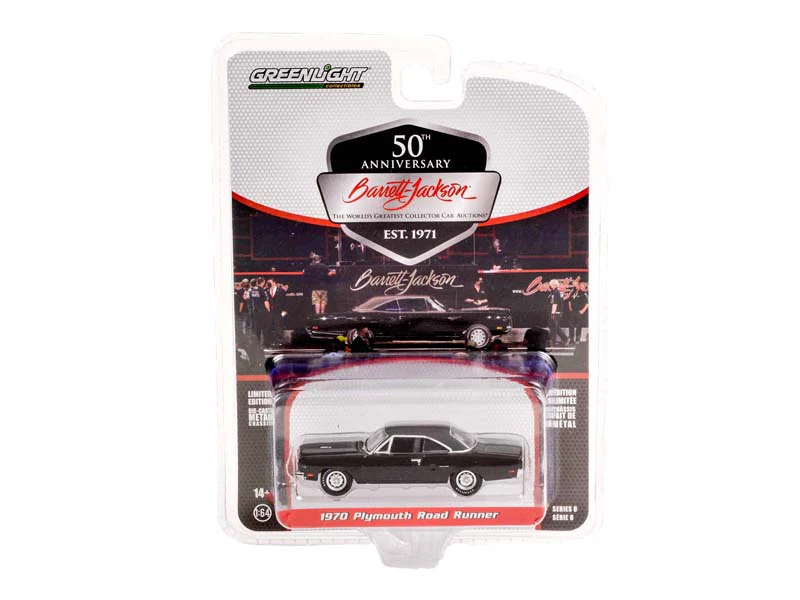 CHASE 1970 Plymouth Road Runner Black w/ Matte Black Stripes (Barrett-Jackson Scottsdale Edition) Series 8 Diecast 1:64 Scale Model - Greenlight 37240C - Image 3