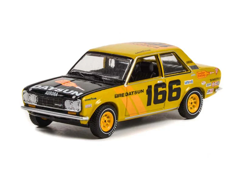 CHASE 1973 Datsun 510 4-Door Sedan - #166 Brock Racing Enterprises BRE (All-Terrain) Series 13 Diecast 1:64 Scale Model Car - Greenlight 35230B - Image 2