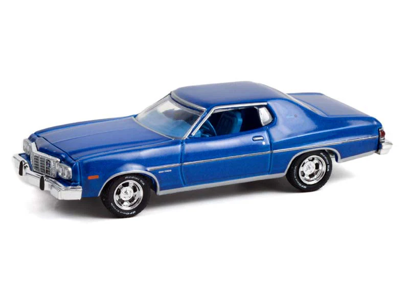 CHASE 1974 Ford Gran Torino Sport 2-Door Hardtop - Medium Blue Metallic (GreenLight Muscle) Series 26 Diecast 1:64 Scale Model - Greenlight 13310B - Image 2