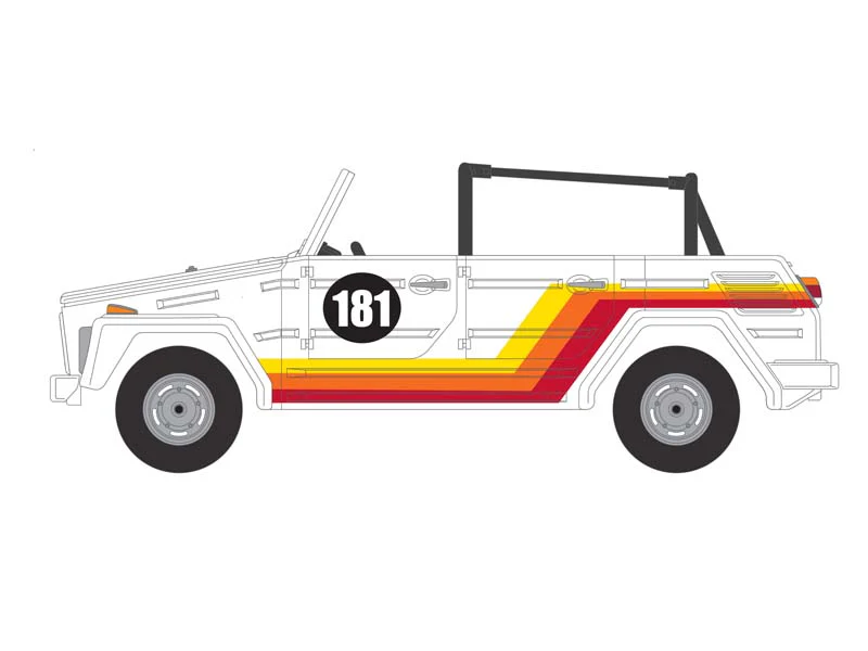 1974 Volkswagen Thing (Type 181) - White w/ Stripes (All-Terrain Series 15) Diecast 1:64 Scale Model - Greenlight 35270C - Image 2