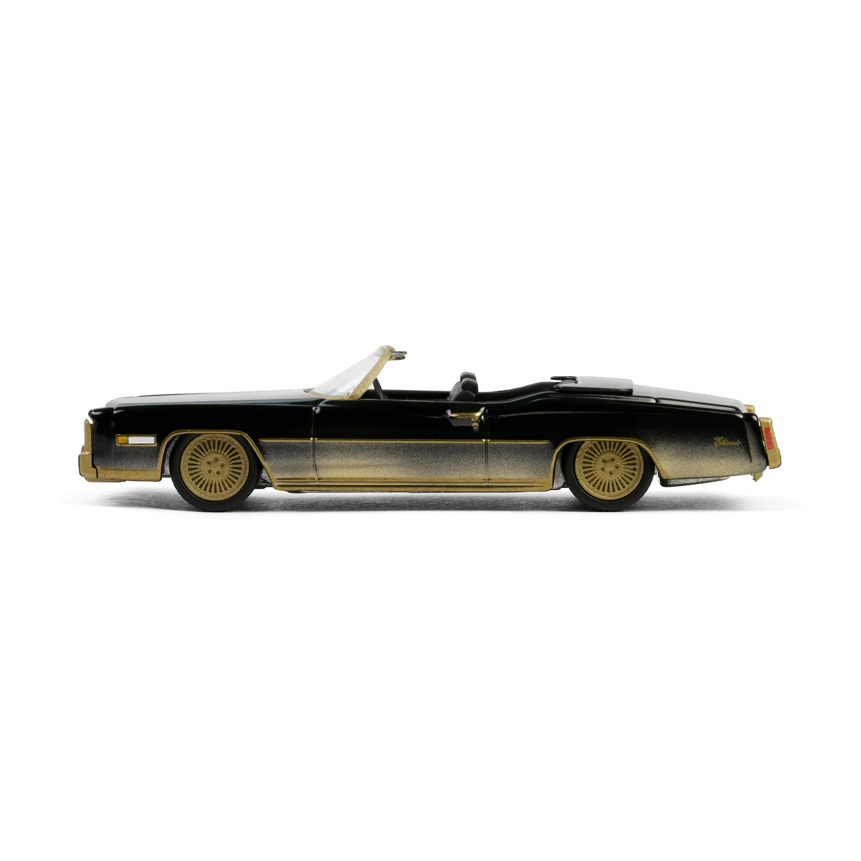 RAW CHASE 1976 Cadillac Eldorado Convertible - Black & Gold (California Lowriders Series 6) Diecast 1:64 Scale Model - Greenlight 63070F - Image 4
