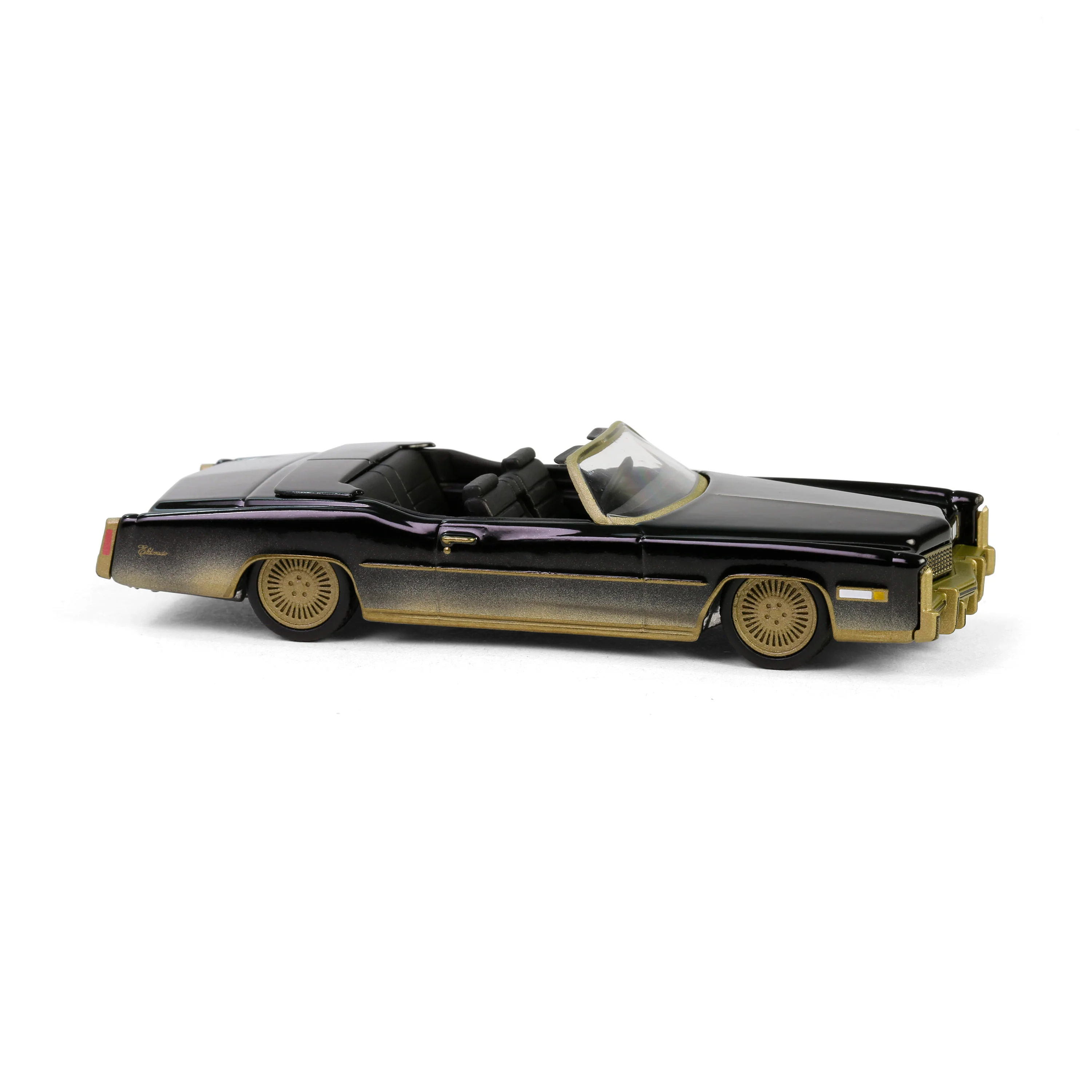 RAW CHASE 1976 Cadillac Eldorado Convertible - Black & Gold (California Lowriders Series 6) Diecast 1:64 Scale Model - Greenlight 63070F - Image 6