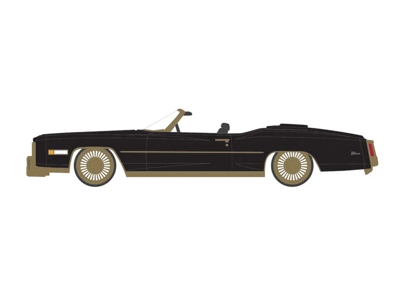 RAW CHASE 1976 Cadillac Eldorado Convertible - Black & Gold (California Lowriders Series 6) Diecast 1:64 Scale Model - Greenlight 63070F - Image 8