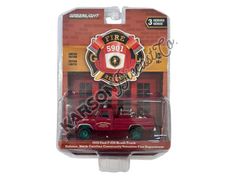 CHASE 1978 Ford F-250 Brush Truck - Fallston Community Fire Department Unit 226 (Fire & Rescue Series 3) Diecast 1:64 Scale Model - Greenlight 67030C