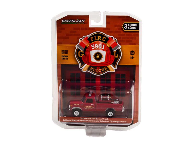 CHASE 1978 Ford F-250 Brush Truck - Fallston Community Fire Department Unit 226 (Fire & Rescue Series 3) Diecast 1:64 Scale Model - Greenlight 67030C - Image 3