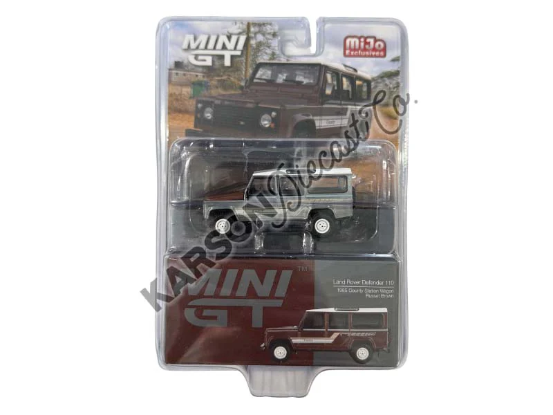 CHASE 1985 Land Rover Defender 110 County Station Wagon Russet Brown – Mijo Exclusives (Mini GT) Diecast 1:64 Scale Model - TSM MGT00734