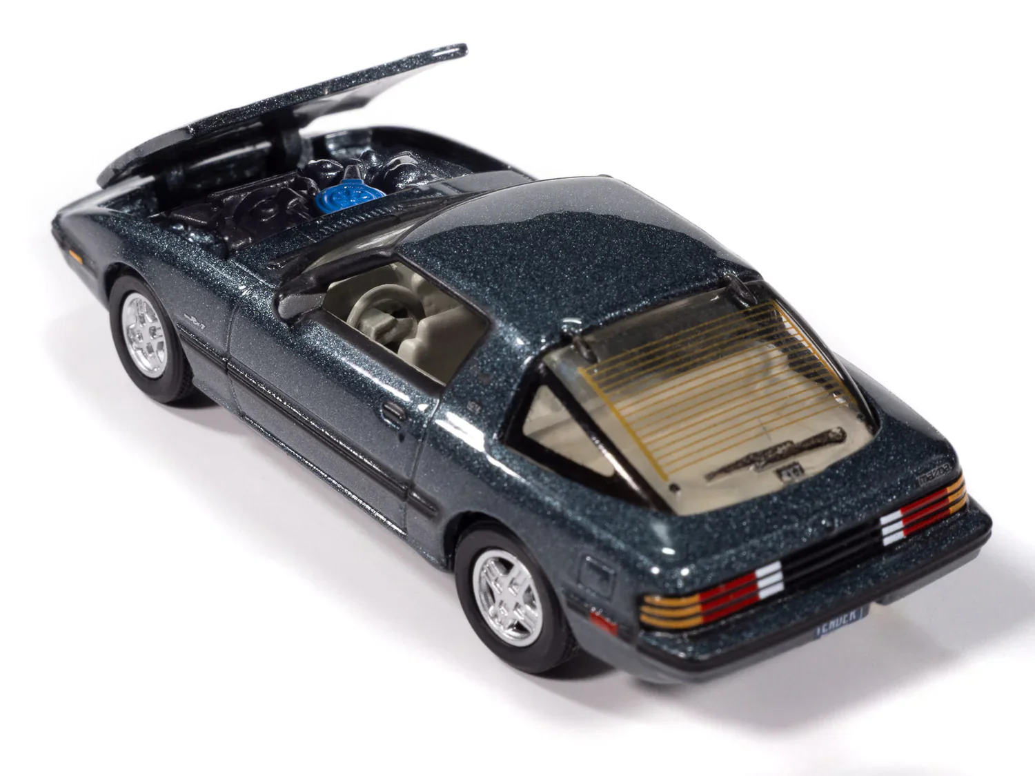 1985 Mazda RX-7 V3 Tender Blue (Classic Gold) Diecast 1:64 Scale Model - Johnny Lightning JLCG037 - Image 2