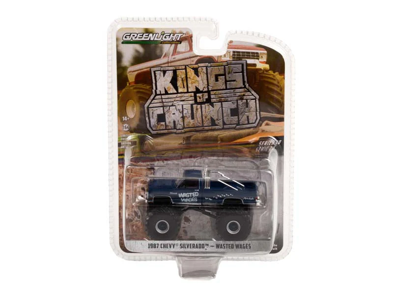 1987 Chevy Silverado Monster Truck - Wasted Wages (Kings of Crunch Series 10) Diecast 1:64 Scale Model - Greenlight 49100D - Image 2