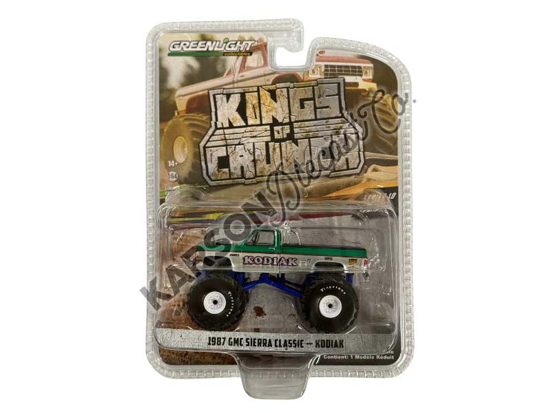 CHASE 1987 GMC Sierra Classic Monster Truck - Kodiak (Kings of Crunch Series 10) Diecast 1:64 Scale Model - Greenlight 49100E