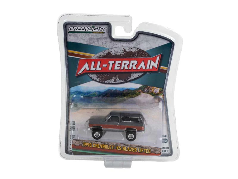 CHASE 1990 Chevrolet K5 Blazer Lifted - Gray Metallic & Fire Red (All-Terrain) Series 13 Diecast 1:64 Scale Model Car - Greenlight 35230D - Image 3