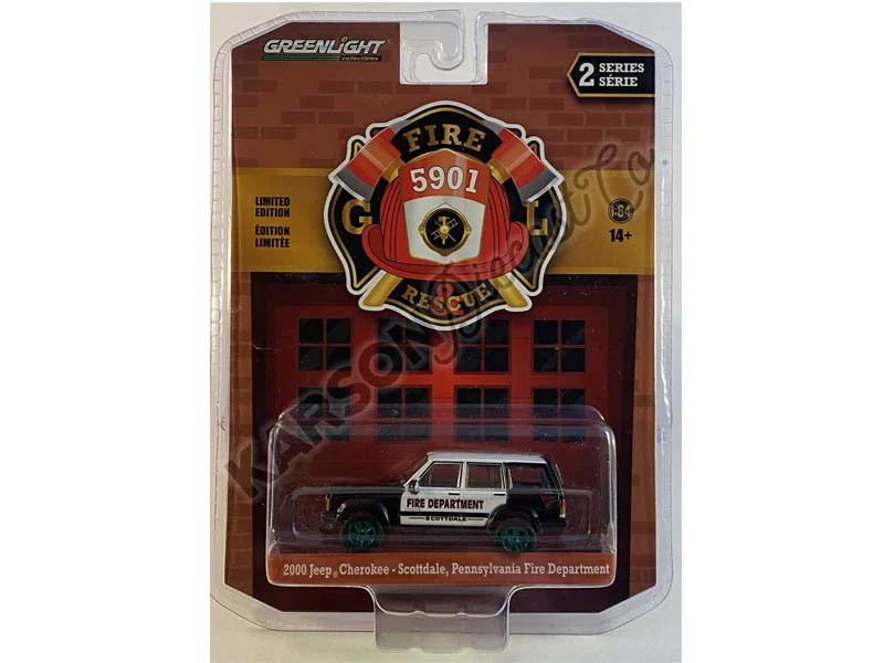 CHASE 2000 Jeep Cherokee - Scottdale Pennsylvania Fire Department (Fire & Rescue) Series 2 Diecast 1:64 Model - Greenlight 67020D