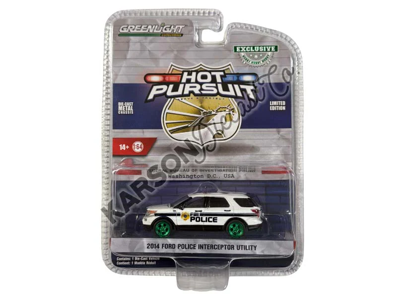 CHASE 2014 Ford Explorer Police Interceptor Utility (Hot Pursuit Special Edition) - FBI Police Diecast 1:64 Scale Model - Greenlight 43025D