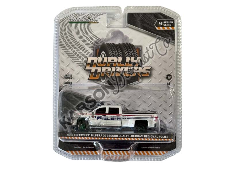 CHASE 2018 Chevrolet Silverado 3500 Dually - Durham Regional Police Canada (Dually Drivers Series 9) Diecast 1:64 Scale Model - Greenlight 46090C