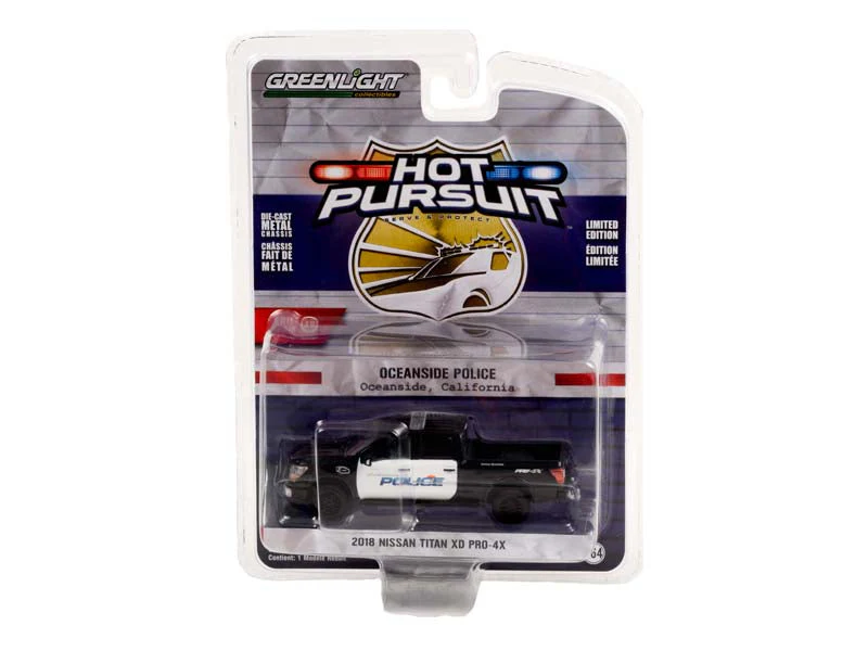 CHASE 2018 Nissan Titan XD Pro-4X - City of Oceanside California Police (Hot Pursuit Series 39) Diecast 1:64 Scale Model - Greenlight 42970E - Image 3