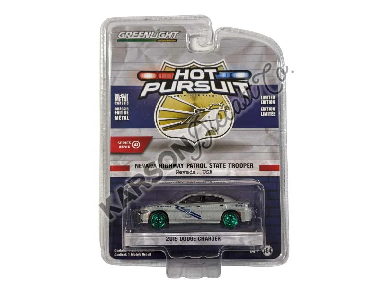 CHASE 2019 Dodge Charger - Nevada Highway Patrol State Trooper (Hot Pursuit Series 41) Diecast 1:64 Scale Model - Greenlight 42990D