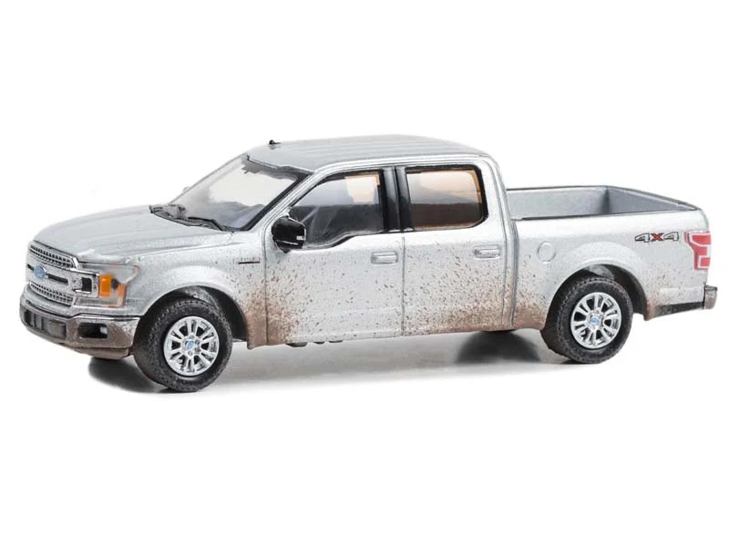 2020 Ford F-150 SuperCrew - Iconic Silver w/ Mud Spray (All-Terrain Series 15) Diecast 1:64 Scale Model - Greenlight 35270F