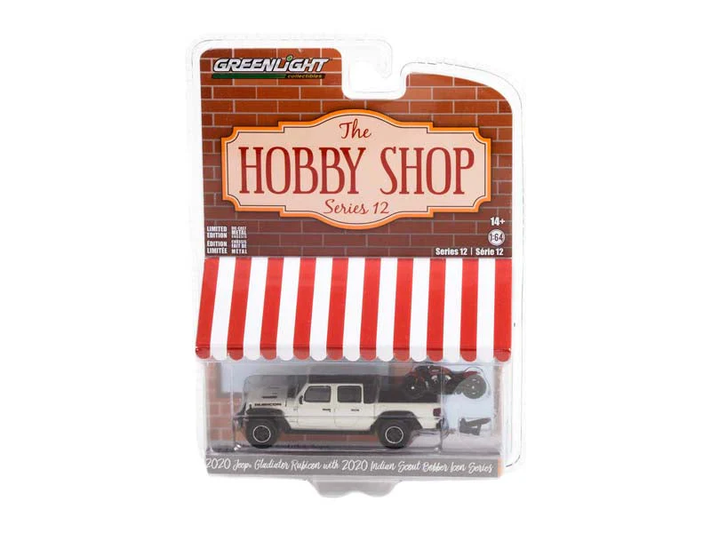 CHASE 2020 Jeep Gladiator Rubicon w/ 2020 Indian Scout (The Hobby Shop Series 12) Diecast 1:64 Scale Model - Greenlight 97120F - Image 3