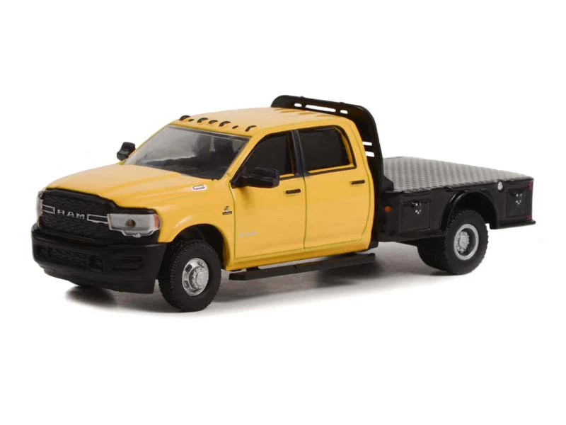 CHASE 2020 Ram 3500 Tradesman Flatbed - Construction Yellow (Dually Drivers Series 10) Diecast 1:64 Scale Model - Greenlight 46100F - Image 2