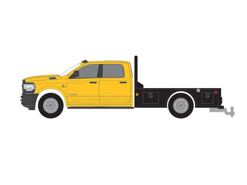 CHASE 2020 Ram 3500 Tradesman Flatbed - Construction Yellow (Dually Drivers Series 10) Diecast 1:64 Scale Model - Greenlight 46100F - Image 3