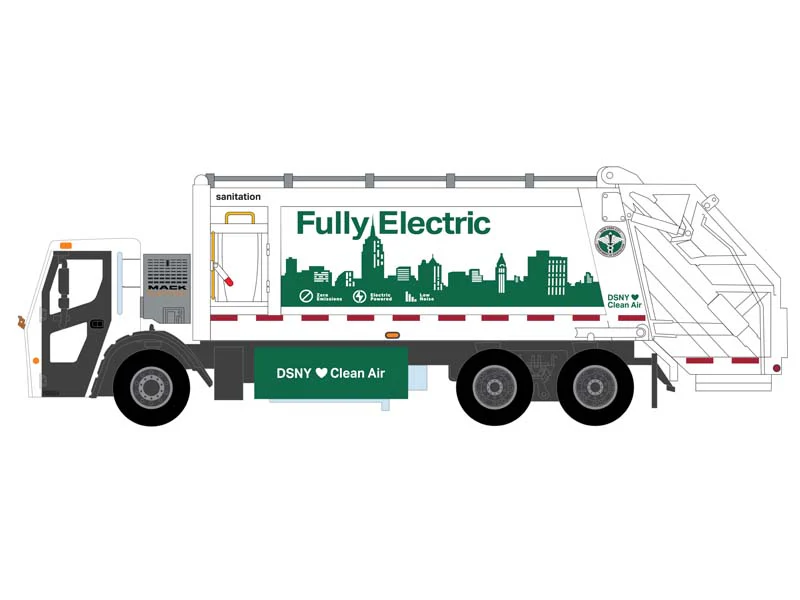 CHASE 2021 Mack LR Electric Rear Loader Refuse Truck - New York City “Fully Electric” (S.D. Trucks) Series 17 Diecast 1:64 Scale Model - Greenlight 45170C - Image 3