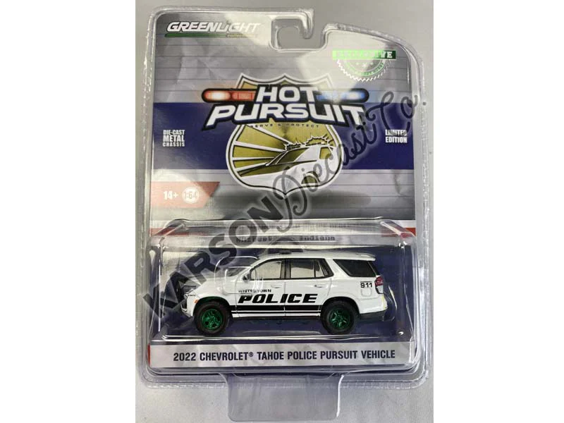 CHASE 2022 Chevrolet Tahoe Police (PPV) - Whitestown Metropolitan Police Department Indiana Diecast 1:64 Scale Model - Greenlight 30360