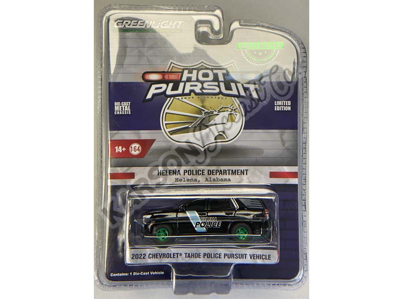 CHASE 2022 Chevrolet Tahoe Police Pursuit Vehicle (PPV) - Helena Police Department Alabama Diecast 1:64 Scale Model - Greenlight 30416