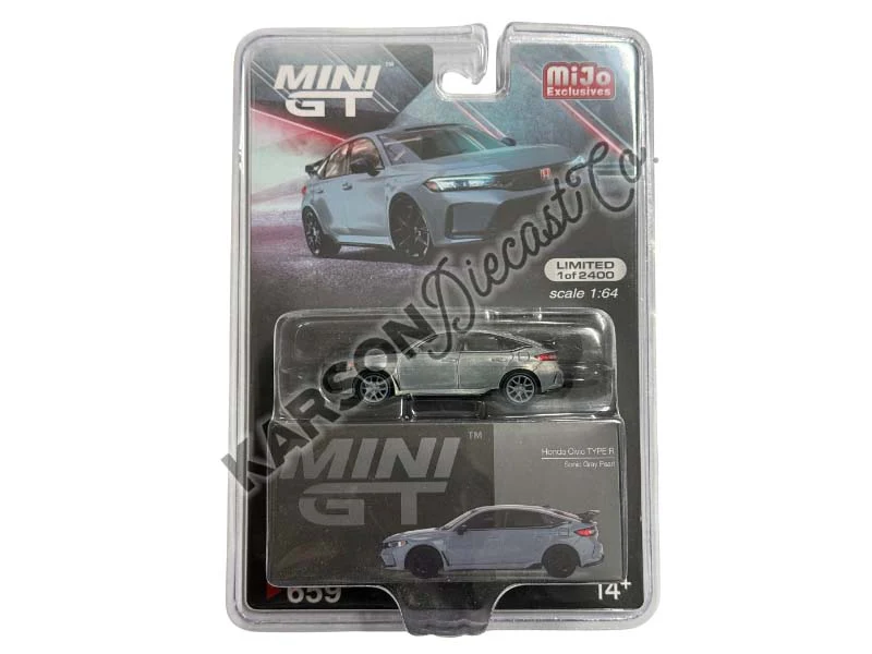 CHASE 2023 Honda Civic Type R Sonic Gray Pearl (Mini GT) Diecast 1:64 Scale Model - TSM MGT00659