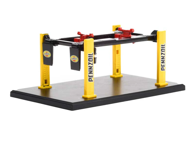 CHASE Auto Body Shop (Four-Post Lifts) Series 3 - Pennzoil 1:64 Scale Model Accessories - Greenlight 16130C - Image 2