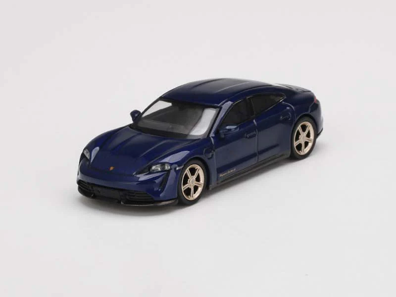 CHASE Porsche Taycan Turbo S Gentian Blue Metallic (Mini GT) Diecast 1:64 Scale Model - TSM MGT00339 - Image 2