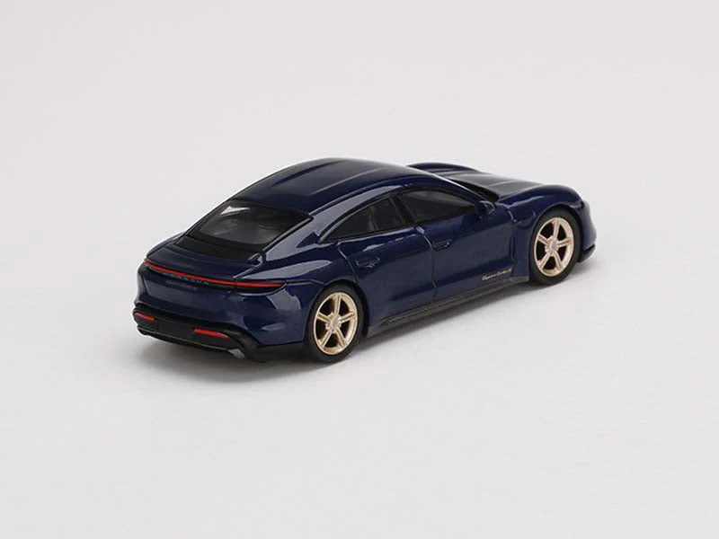 CHASE Porsche Taycan Turbo S Gentian Blue Metallic (Mini GT) Diecast 1:64 Scale Model - TSM MGT00339 - Image 3