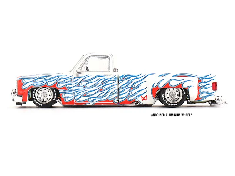 Chevrolet Silverado Dually on Fire V2 – White Flames (Kaido House x Mini GT) Diecast 1:64 Scale Model - TSM KHMG157 - Image 3