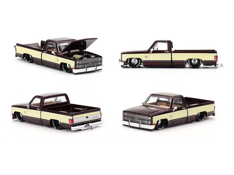 Chevrolet Silverado KAIDO Vintage Spec V1 – Two-Tone Brown Cream (Kaido House x Mini GT) Diecast 1:64 Scale Model - TSM KHMG145 - Image 2