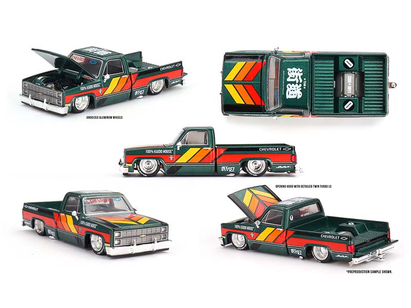 Chevrolet Silverado KAIDO WORKS V3 -Dark Green (Kaido House x Mini GT) Diecast 1:64 Scale Model - TSM KHMG226