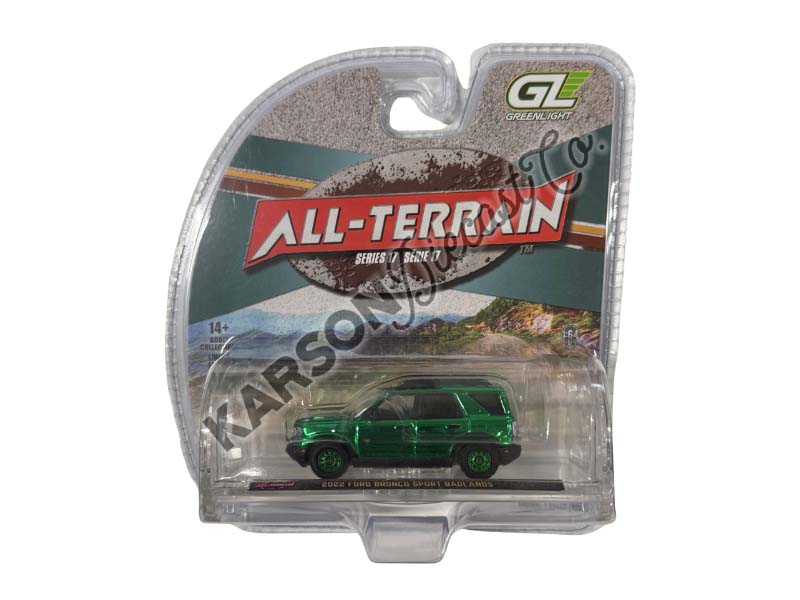 CHROME CHASE 2022 Ford Bronco Sport Badlands – Black (All-Terrain Series 17) Diecast 1:64 Scale Model - Greenlight 35310F
