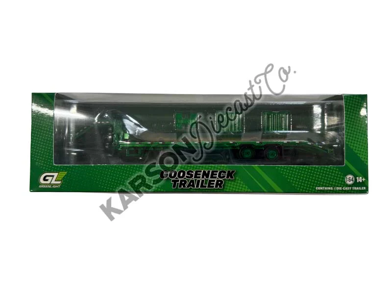 CHROME CHASE Gooseneck Trailer - Blue w/ Red and White Conspicuity Stripes Diecast 1:64 Scale Model - Greenlight 30466