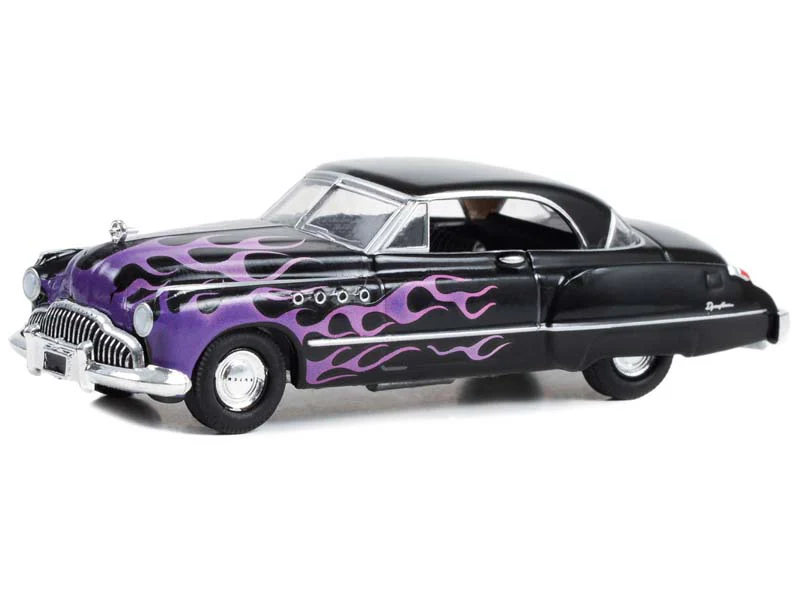 1949 Buick Roadmaster Hardtop - Black w/ Flames (Flames The Series) Diecast 1:64 Scale Model - Greenlight 30432