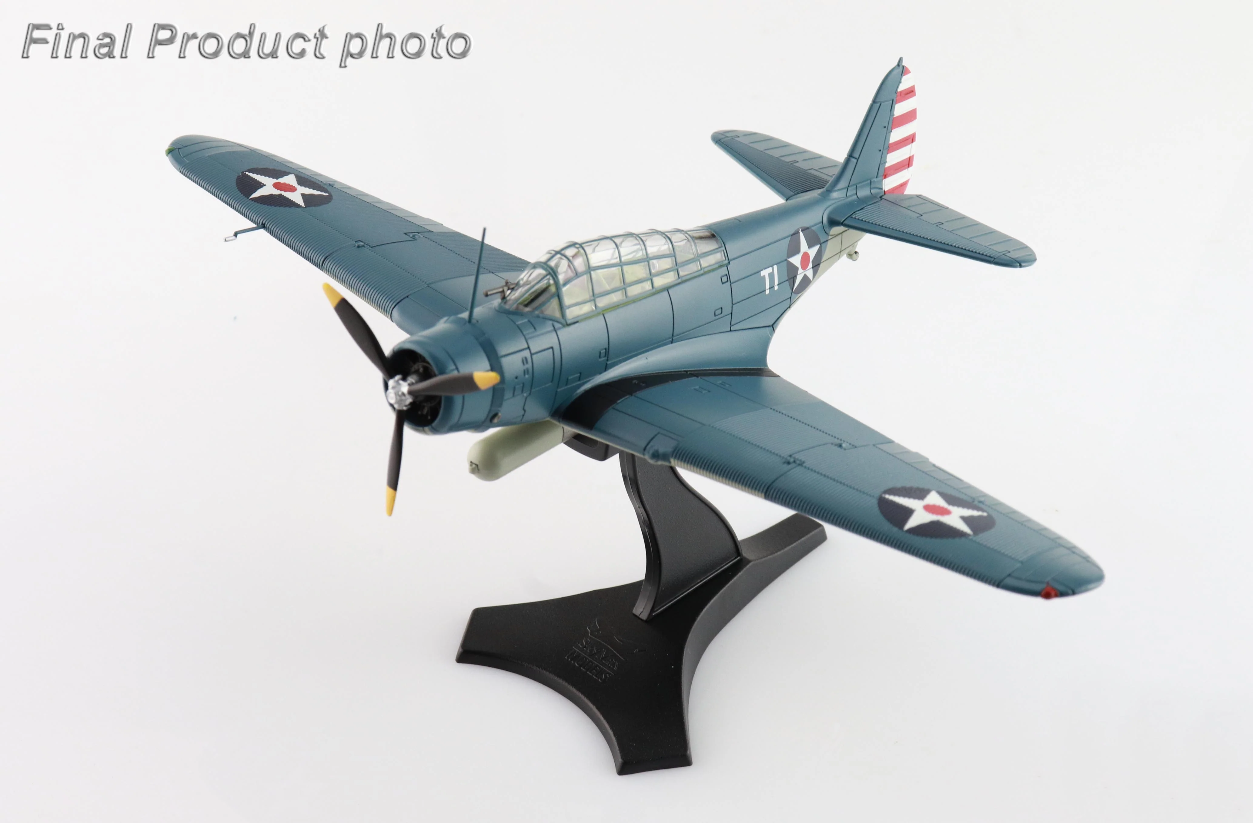Douglas TBD-1 Devastator Battle of Coral Sea T-1, Lt. Cdr. James Brett VT-2 USS Lexington May 1942 Diecast 1:72 Scale Model - Hobby Master SM8011 - Image 5