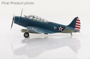 Douglas TBD-1 Devastator Battle of Coral Sea T-1, Lt. Cdr. James Brett VT-2 USS Lexington May 1942 Diecast 1:72 Scale Model - Hobby Master SM8011 - Image 8